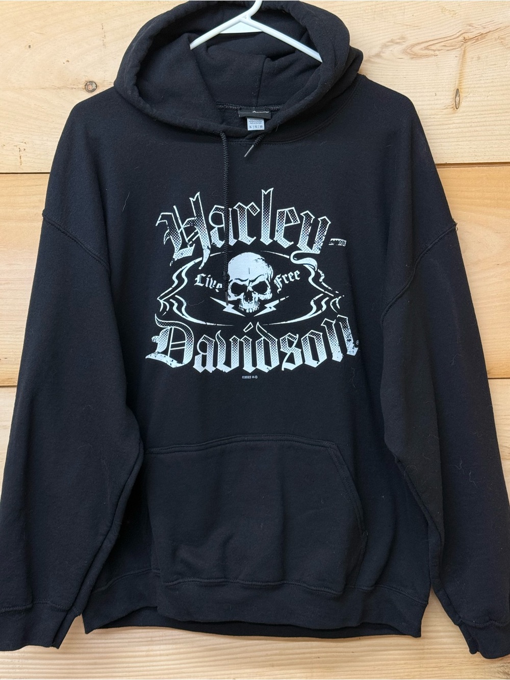 Harley-Davidson Black Hoodie with White Skull Logo